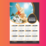 1 Page Calendar 2020 Template Design Calendar Design Layout Creative