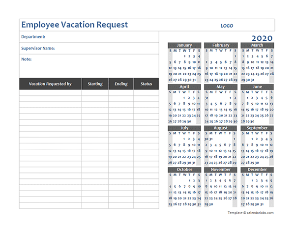 2020 Business Employee Vacation Request Free Printable Templates