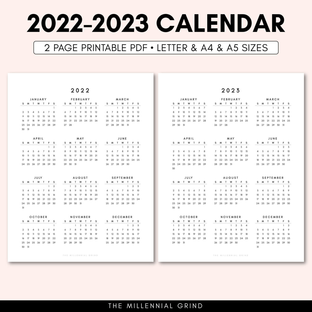2022 Calendar Printable 2022 Calendar Template 2022 2023 Etsy Canada