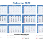2022 One Page Calendar Printable Yearly Calendar Template Calendar