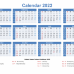 2022 One Page Calendar Printable Yearly Calendar Template Calendar