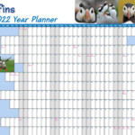 2022 Puffins Landscape Calendar Wall Planner Island Blue