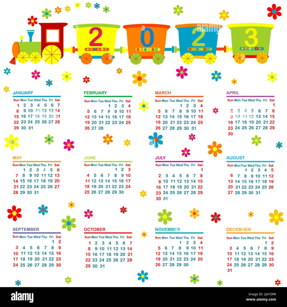 2023 Calendar With Cartoon Train Stock Vector Image Art Alamy
