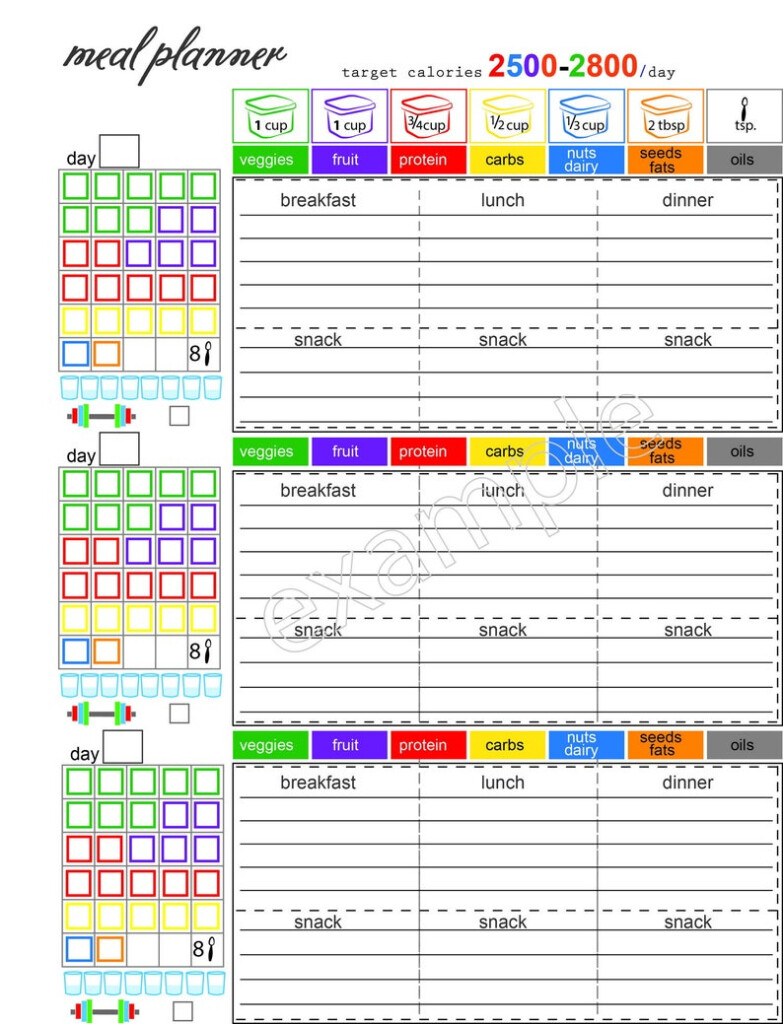 2500 2800 Calories Tracking Sheet Daily Meal Planner For 21 Etsy