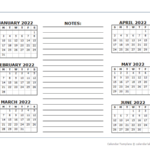 6 Months Per Page Calendar Template 2022 Free Printable Templates