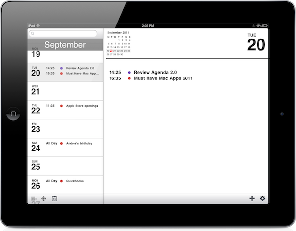 Agenda 2 0 Gets Native Elegant IPad Version MacStories