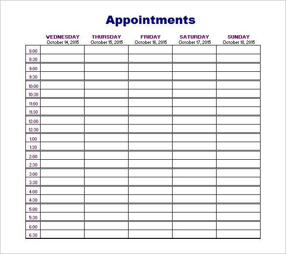 Appointment Schedules Templates Schedule Templates Schedule Template 