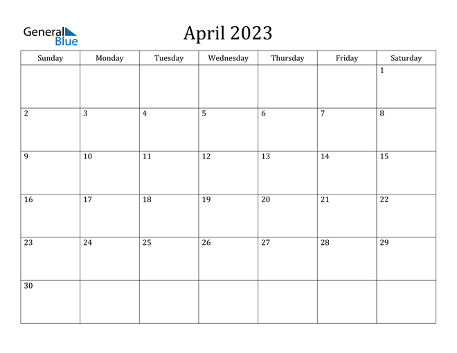 April 2023 Calendar PDF Word Excel