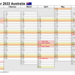 Australia Calendar 2022 Free Printable PDF Templates