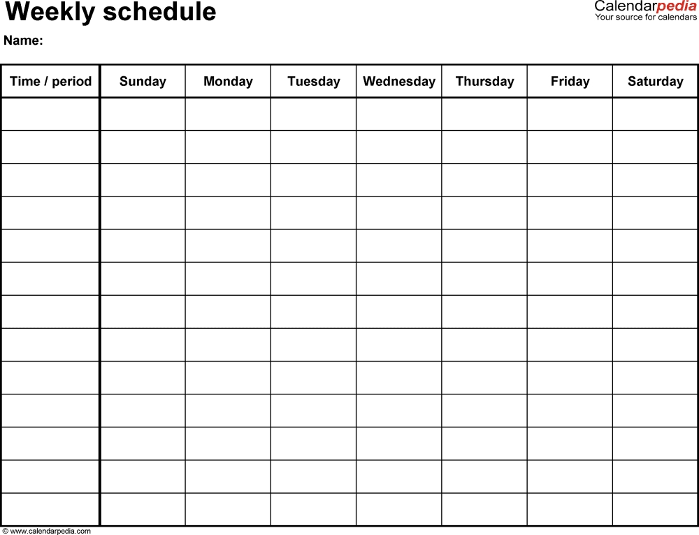 Blank Saturday To Friday Free Calendar Template