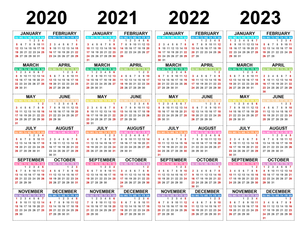 Calendar For 2020 2021 2022 2023 Free calendar su