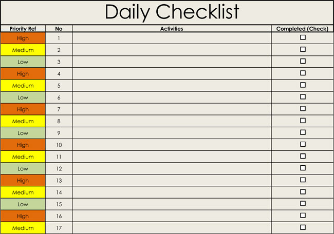 Checklist Templates Free Printable Checklists For Word Excel
