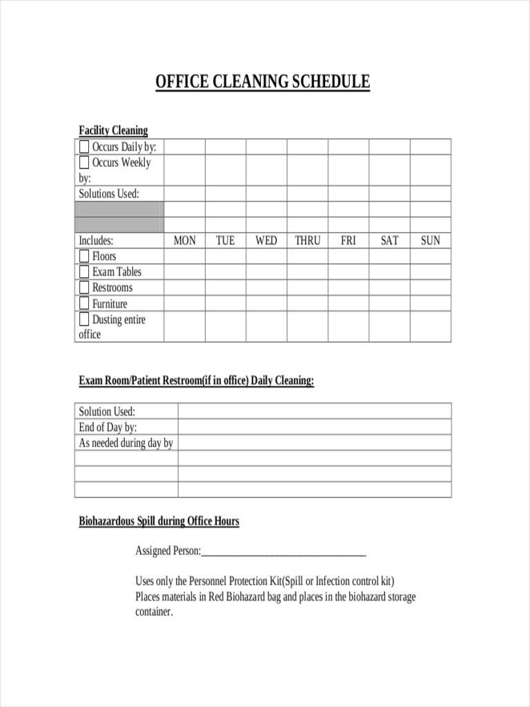 Cleaning Schedule Examples 26 In PDF MS Word Pages Google Docs 