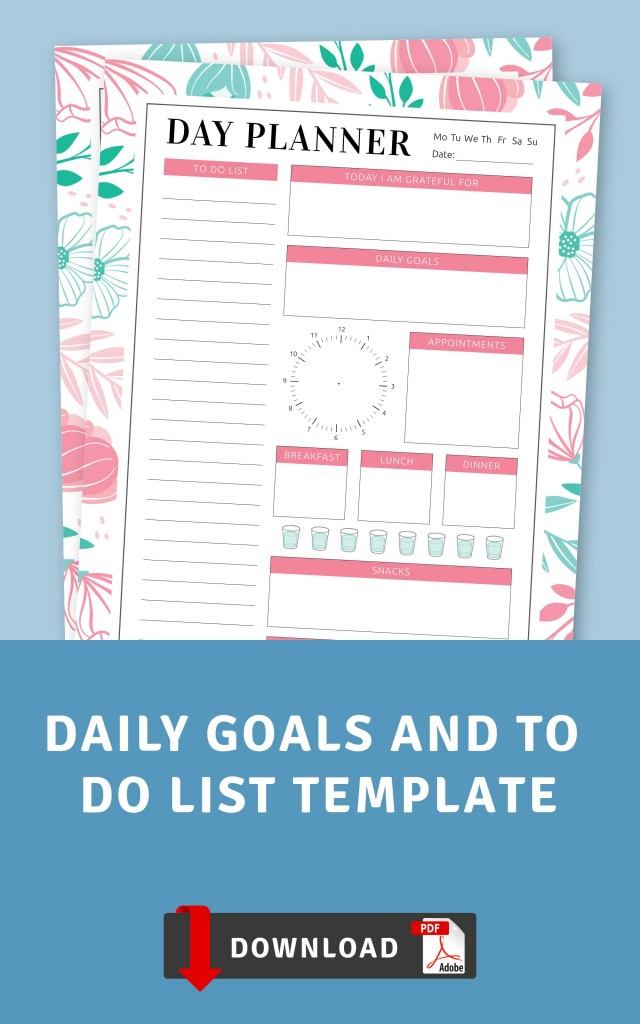 Daily Goals And To Do List Template Printable PDF