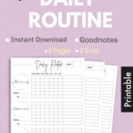 Daily Routine Printable Planner Page Daily Routine Planner Morning