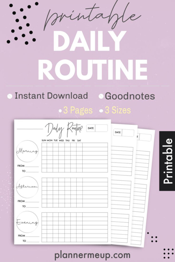 Daily Routine Printable Planner Page Daily Routine Planner Morning 
