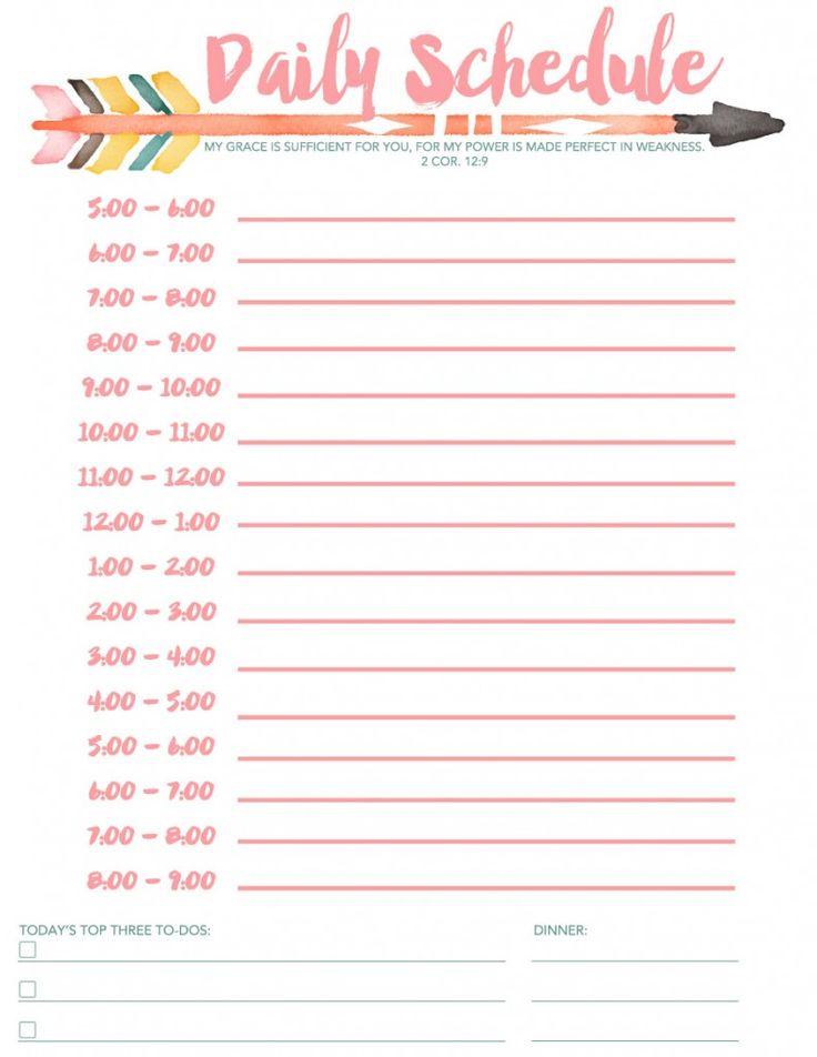 Daily Schedule Daily Schedule Template Homeschool Schedule Printable