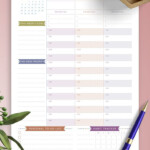 Dated Weekly Planner In Casual Style With Hourly Schedule And Monthly