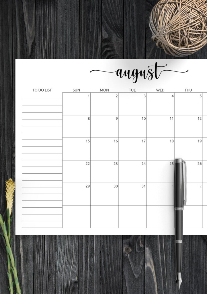 Download Printable Monthly Calendar With To Do List PDF