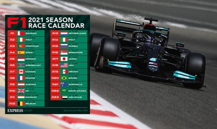 F1 Calendar Full Formula One Schedule For 2021 Including All 23 Grand 