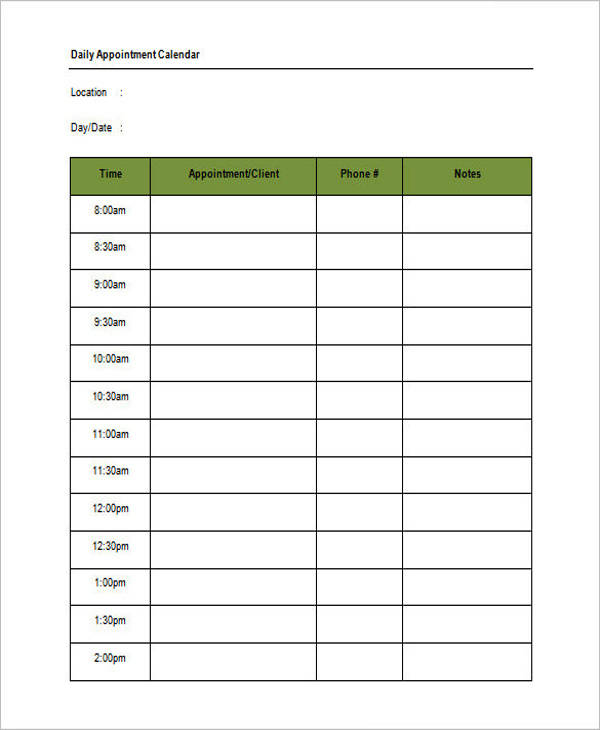 FREE 6 Appointment Calendar Templates In MS Word PDF Google Docs