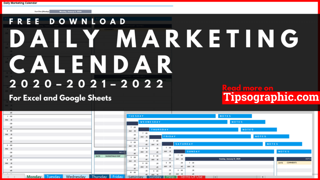 FREE DOWNLOAD Daily Marketing Calendar Template For Excel Free 