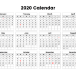 Free Printable 2020 Calendar One Page Template 12 Month Printable