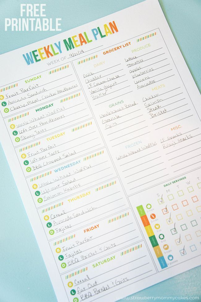 FREE Printable Weekly Meal Plan Including Shopping List And Daily 