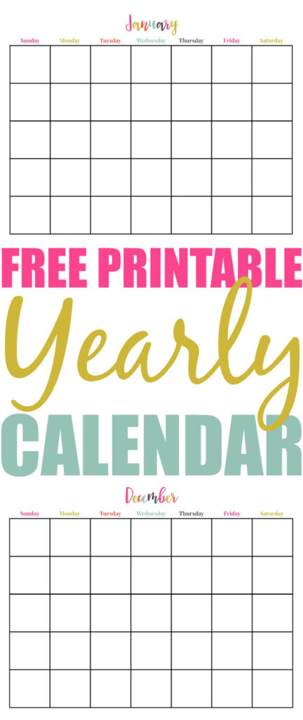 Free Printable Yearly Calendar Printable Yearly Calendar Yearly 