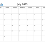 July 2023 Calendar PDF Word Excel
