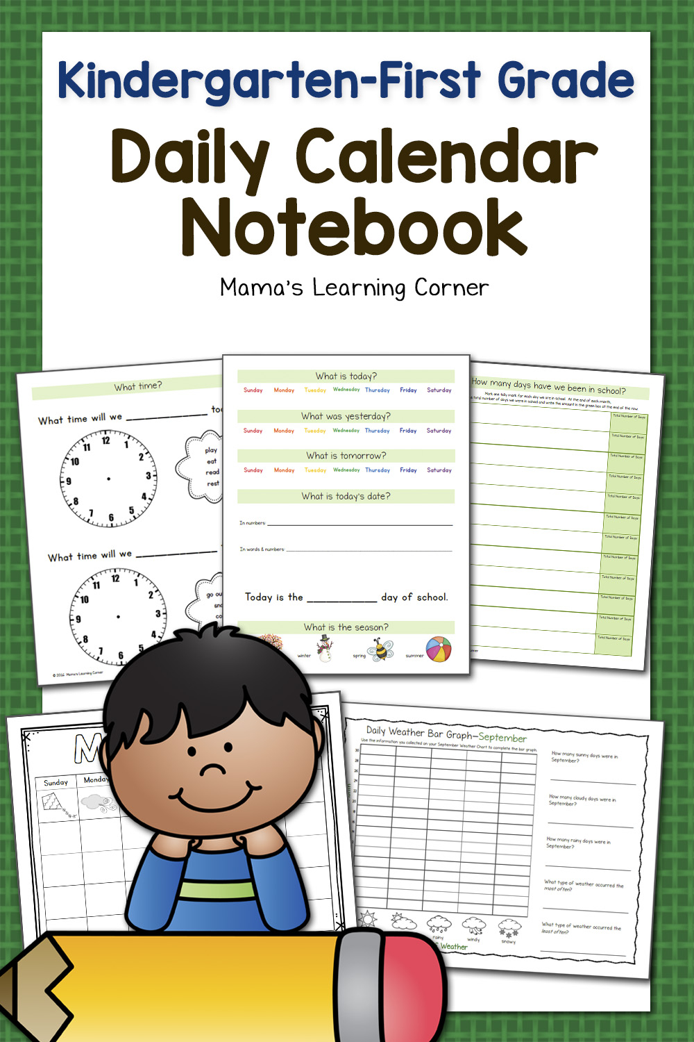 Kindergarten First Grade Calendar Notebook Mamas Learning Corner