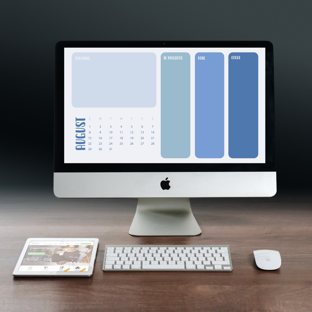Mac Wallpaper Organizer Calendar 2021 Windows Desktop Blue Etsy