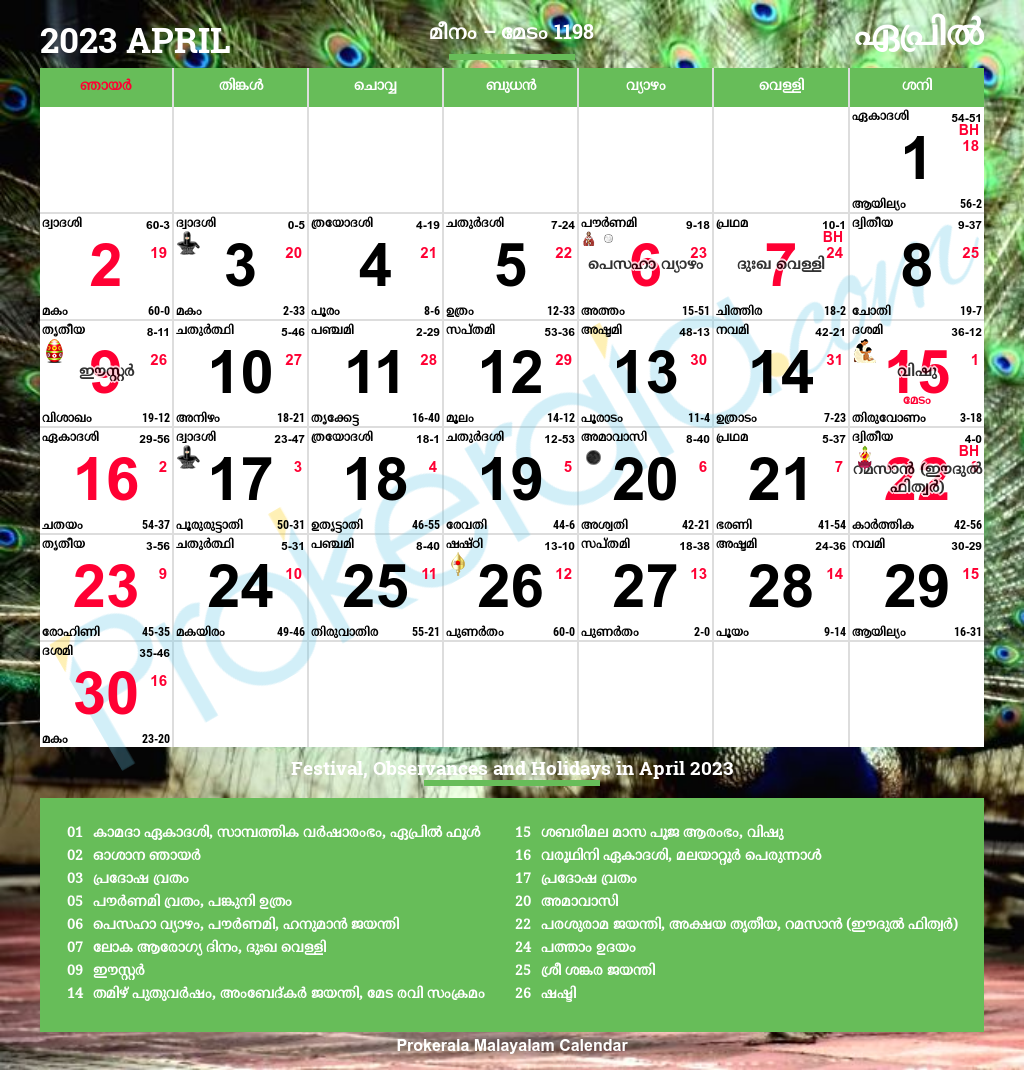 Malayalam Daily Calendar
