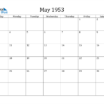 May 1953 Calendar PDF Word Excel