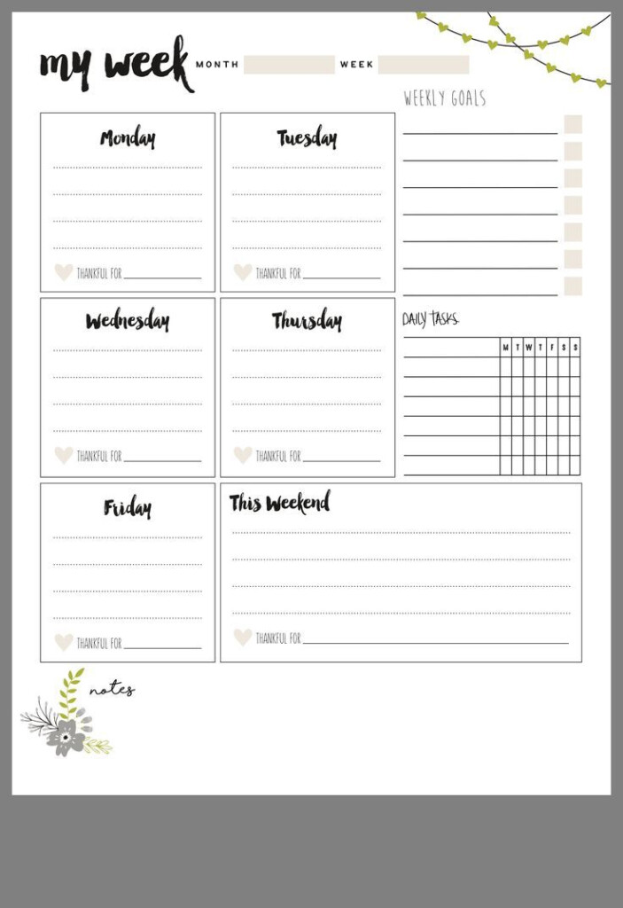 My Week At A Glance Weekly Planner Weekly Planner Sheets Weekly 