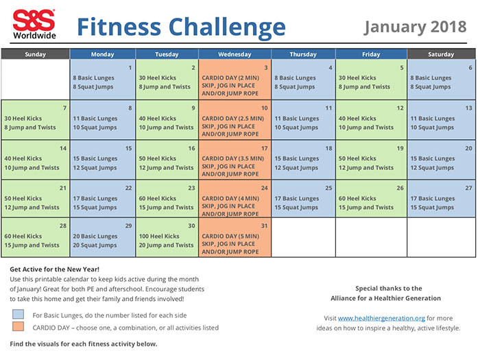Physical Education Fitness Challenge Calendars