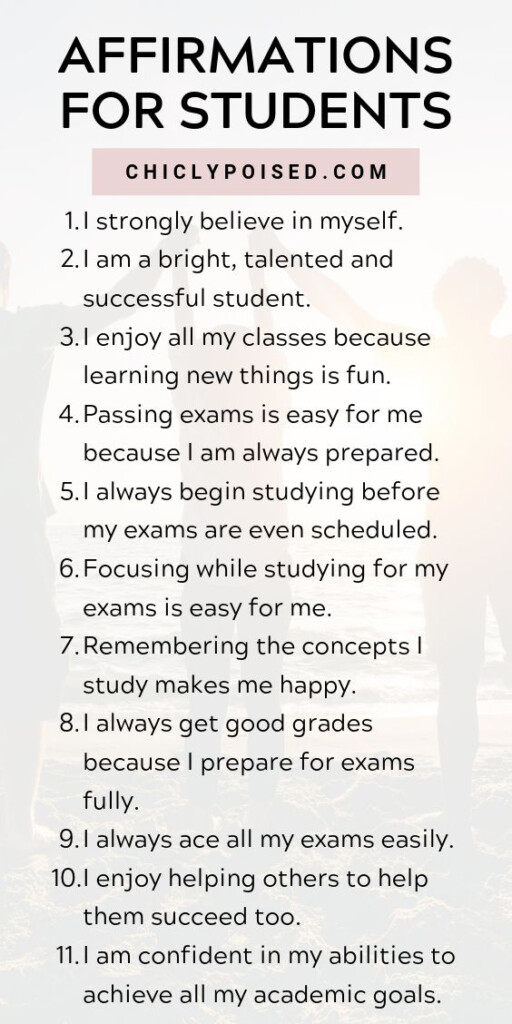 Positive Affirmations For Students Positive Affirmations For Kids 