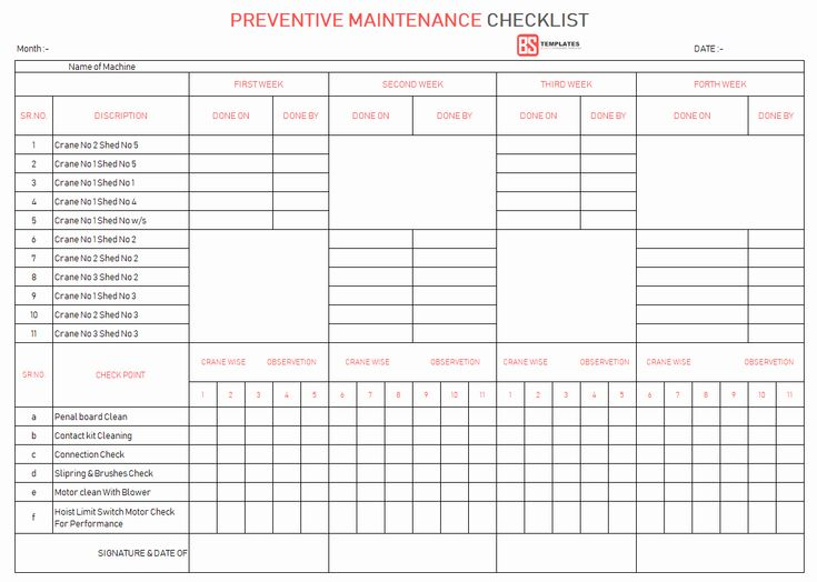 Preventive Maintenance Schedule Format Pdf Beautiful Maintenance 