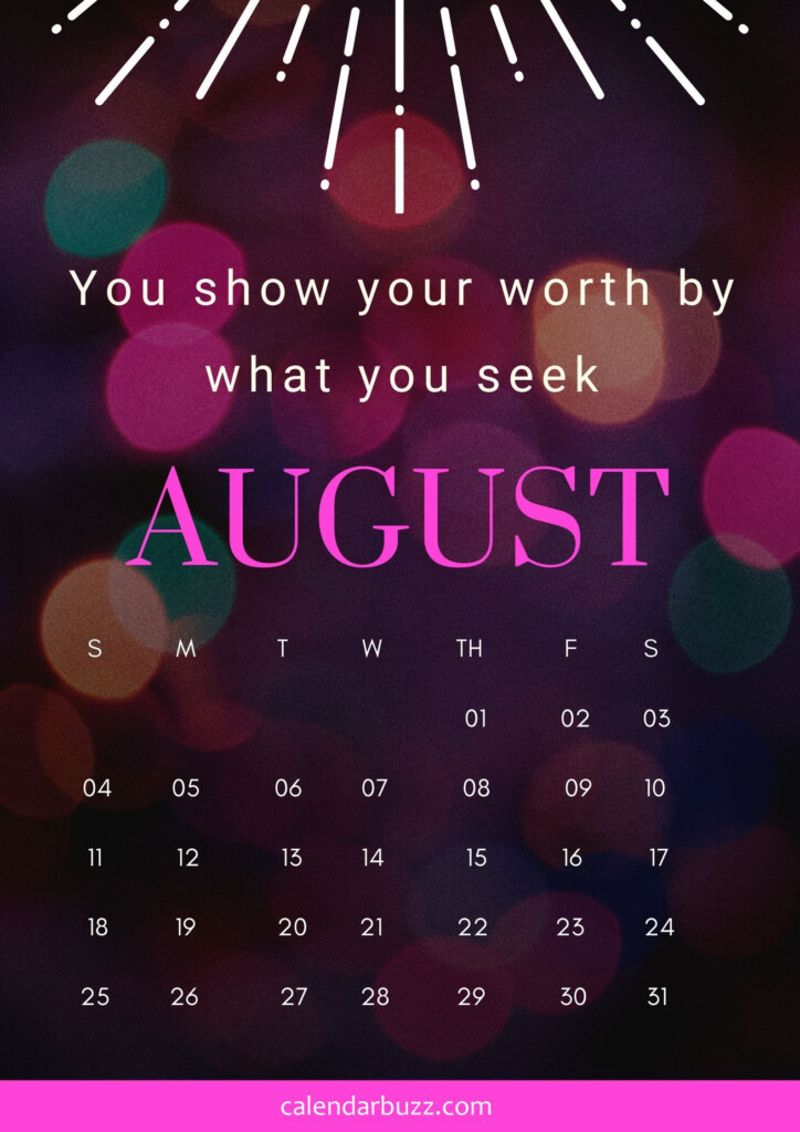 Print August Motivation Calendar Printable Inspirational Quotes 