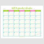 Printable Bill Payments Calendar A Cultivated Nest Bill Calendar