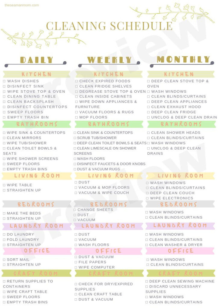Printable Cleaning Schedule Easy Peasy Creative Ideas