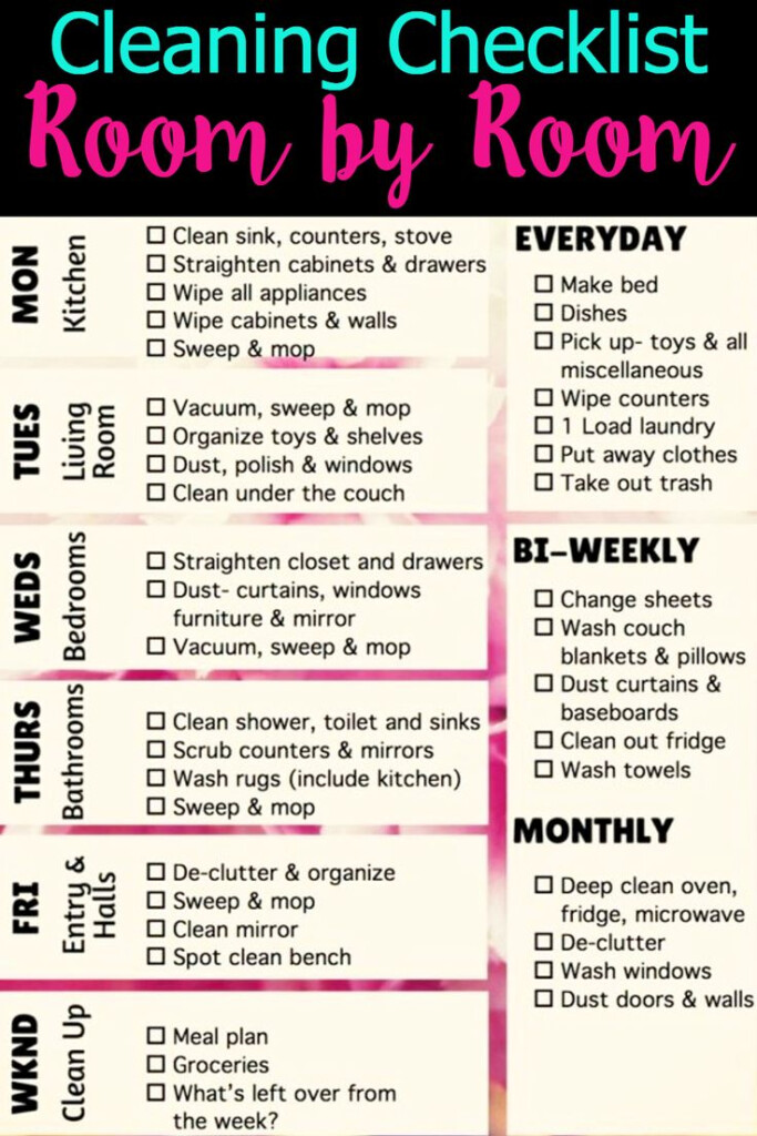 PRINTABLE Daily Weekly Monthly Cleaning Schedule Checklists 2022 
