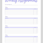 Printable Homework Planner Template For College Students Homework