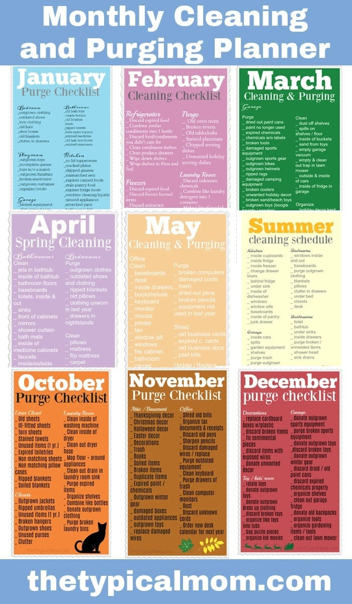 Printable Monthly Cleaning Schedule EBook The Typical Mom