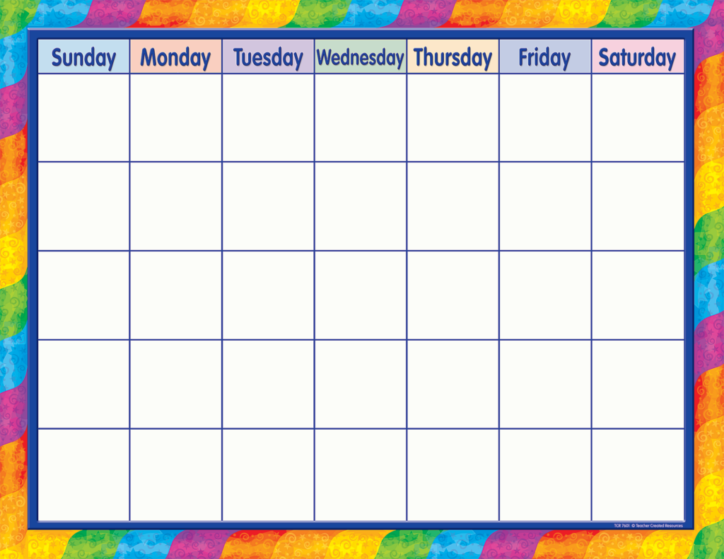 Rainbow Calendar Chart TCR7601 Teacher Created Resources