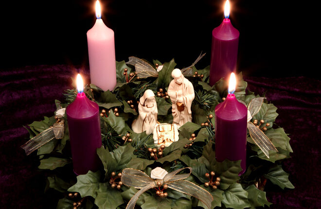 Religious Christmas Advent Wreath With Nativity Scene Catholic Digest