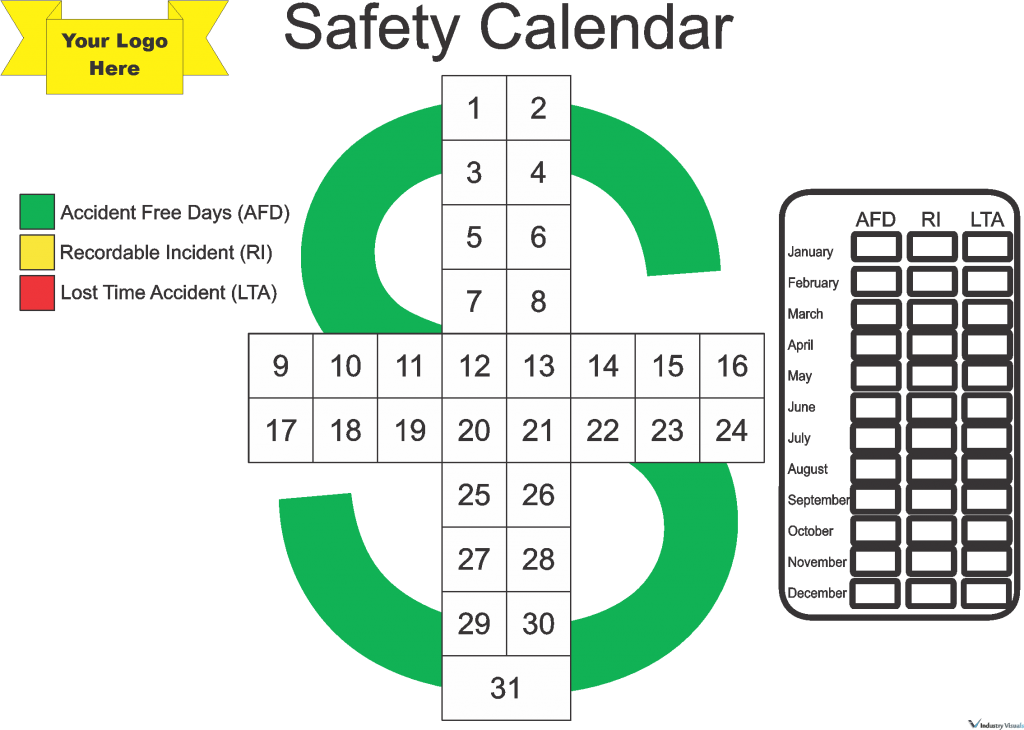 Safety Cross Daily Dry Erase Board Monthly Metrics Industry Visuals