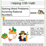 Solving Word Problems Involving Rational Numbers Math Worksheets
