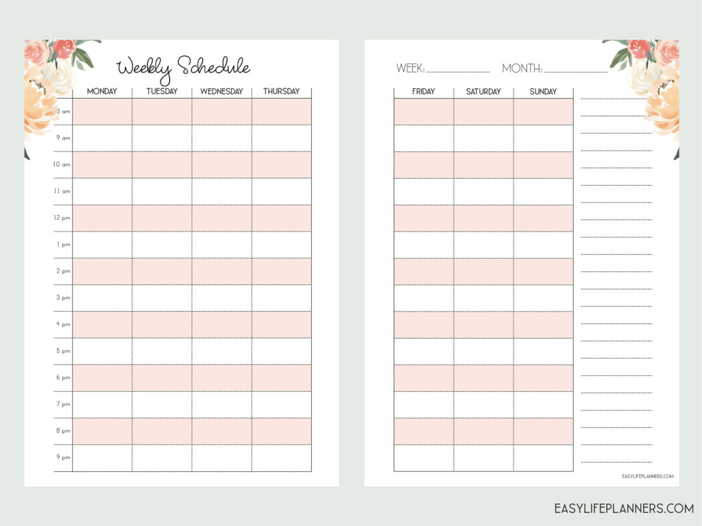 Weekly Hourly Planner Personal Wide Rings Weekly Schedule Personal 