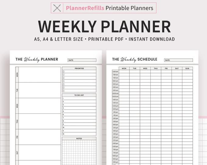 Weekly Planner 2022 2023 Printable Weekly Agenda Template Etsy 